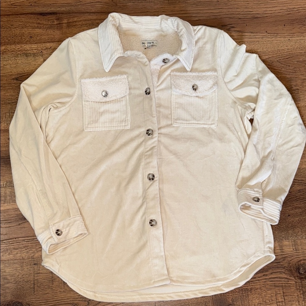 BEARPAW Cream Fleece-Lined jacket Size L